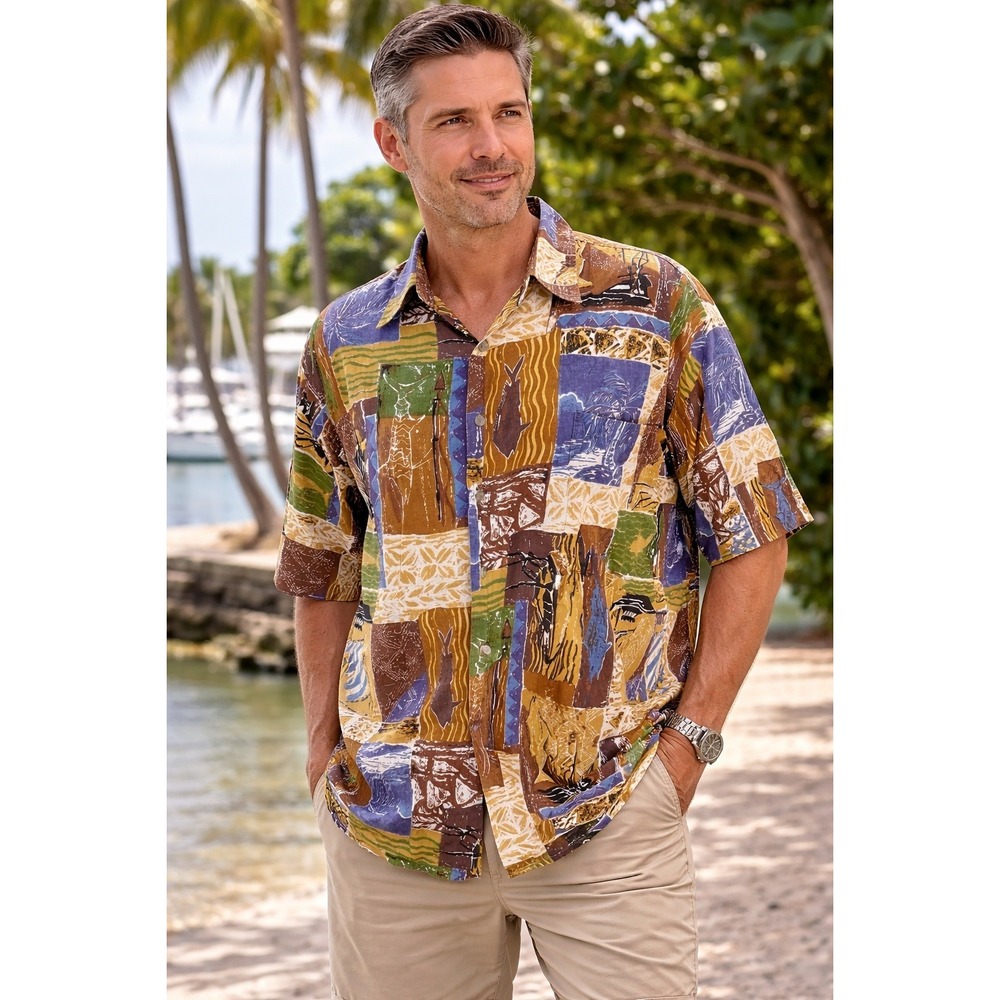 Kahala Hawaiian Shirt XXL 100% Cotton Sportfish Division Aloha Camp Shirt